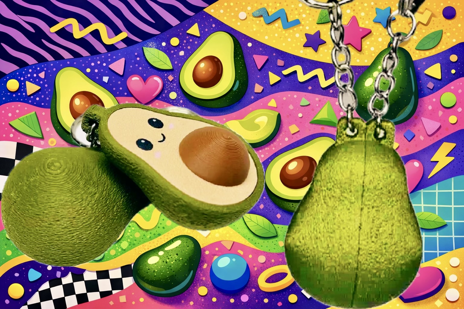Avocado Halves Keychain Set