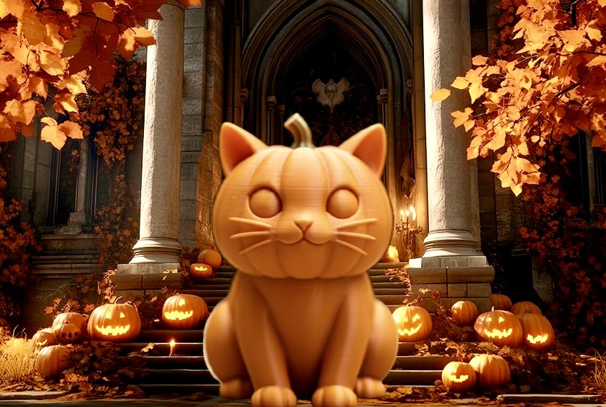 Pumpkin Cat Figurine